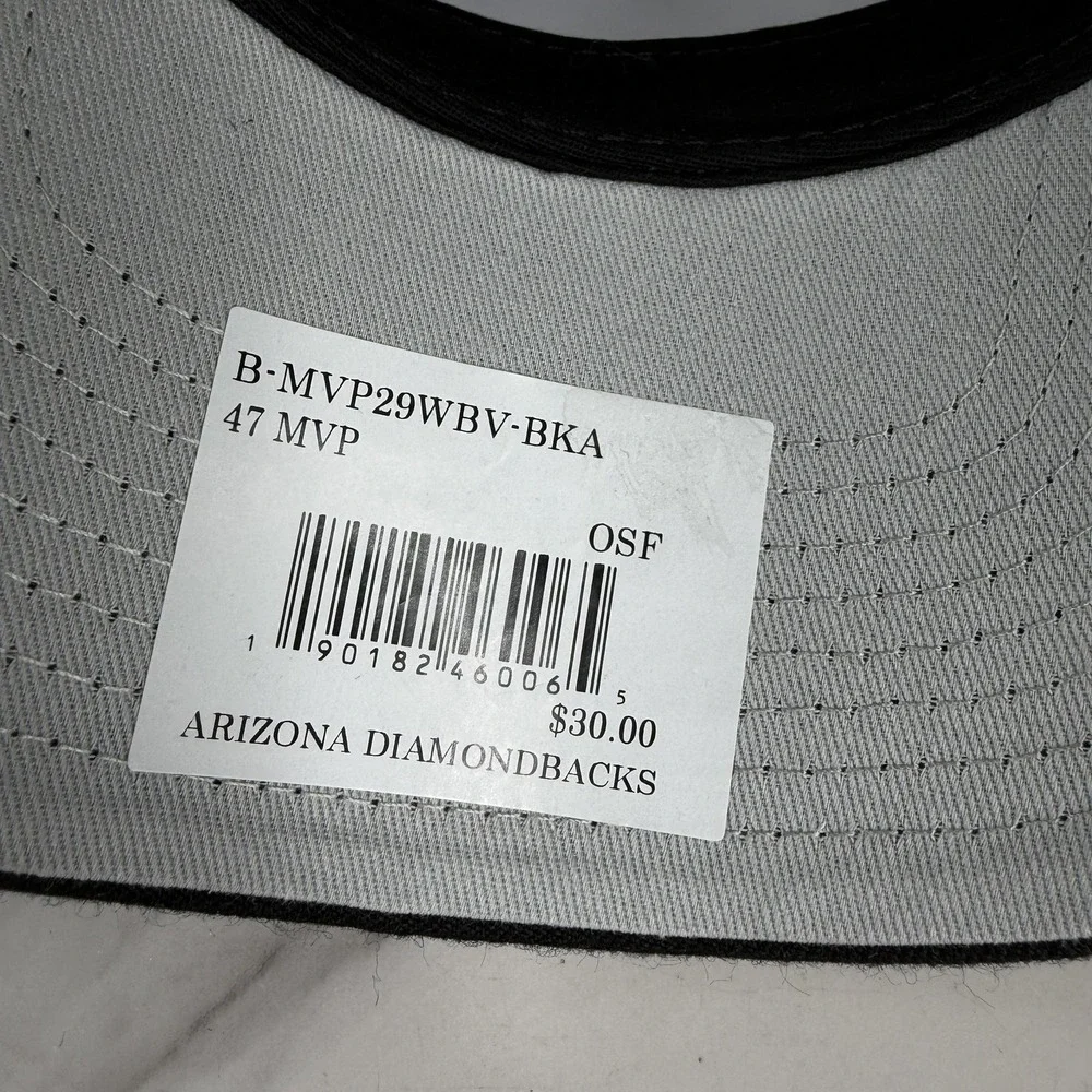Arizona Diamondbacks Hat Cap Strap Back Mens OSFA Black 47 MVP Baseball Dbacks
